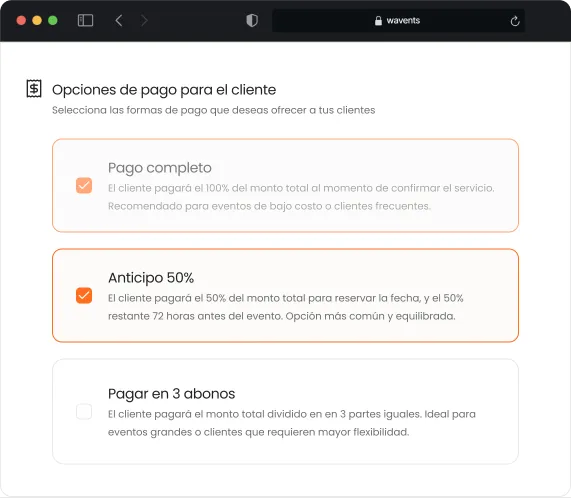 Paso 4: Pagos flexibles y bajo tu control